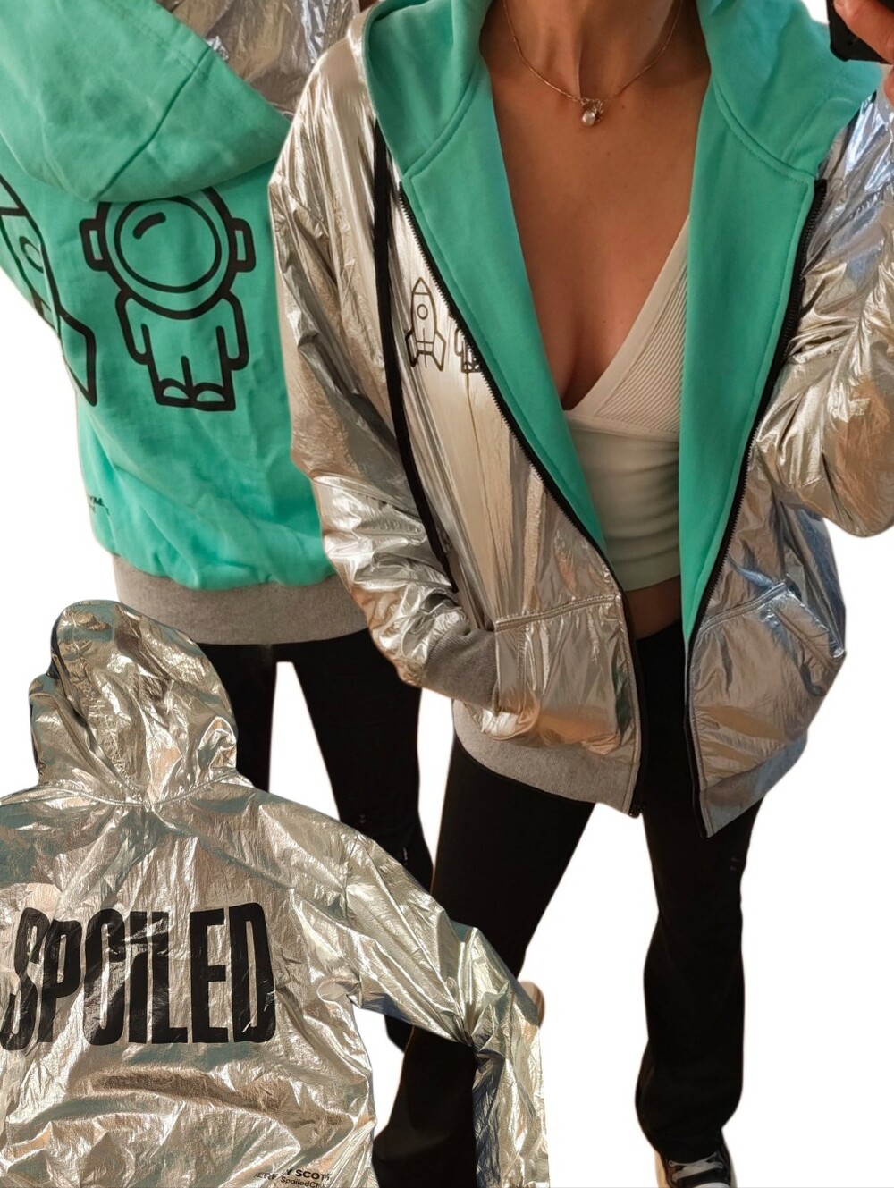 JEREMY SCOTT X SPOILEDCHILD  Chrome Hoodie – Silver/